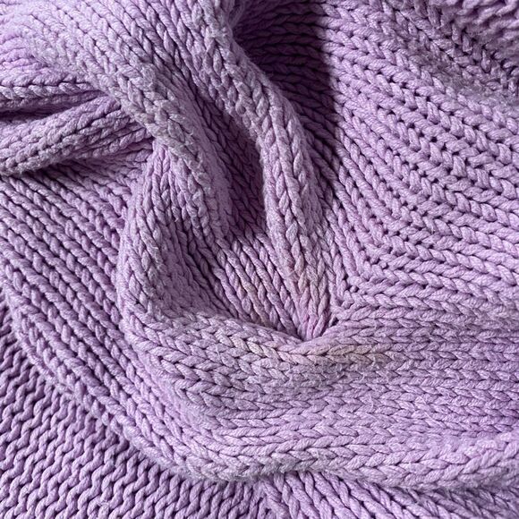 Kensie Pretty Lavender Cowl-neck Short Sleeve Cable Knit Sweater - Picture 6 of 6